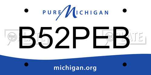 B52PEB Michigan License Plate