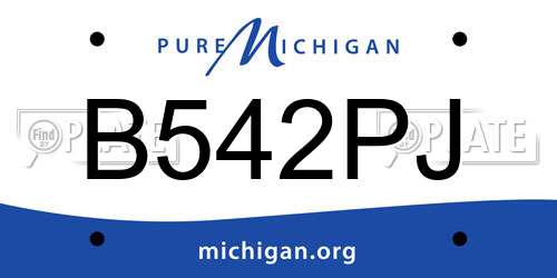 B542PJ Michigan License Plate