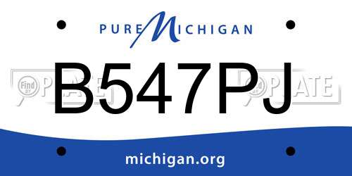 B547PJ Michigan License Plate