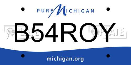 B54ROY Michigan License Plate