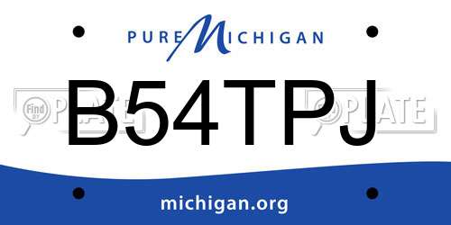 B54TPJ Michigan License Plate