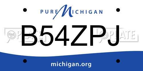 B54ZPJ Michigan License Plate