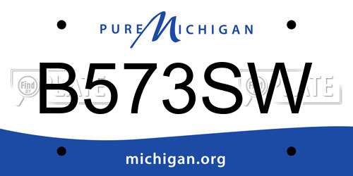 B573SW Michigan License Plate