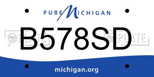B578SD Michigan License Plate
