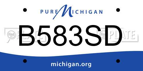 B583SD Michigan License Plate