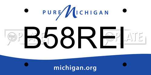 B58REI Michigan License Plate