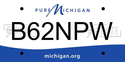 B62NPW Michigan License Plate
