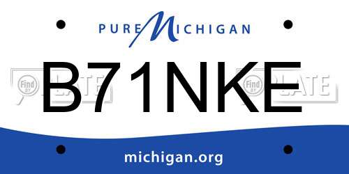 B71NKE Michigan License Plate