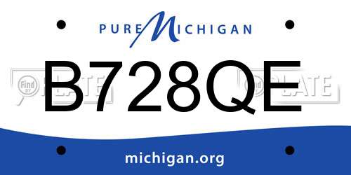 B728QE Michigan License Plate