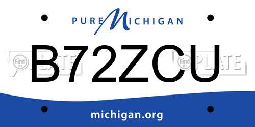 B72ZCU Michigan License Plate