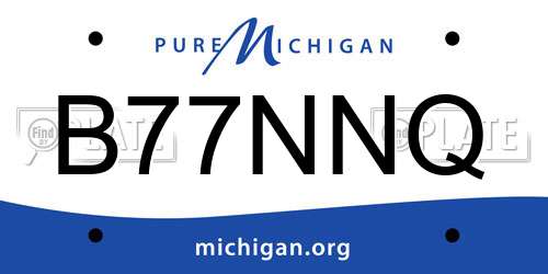 B77NNQ Michigan License Plate