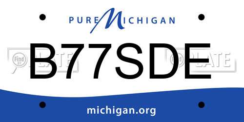 B77SDE Michigan License Plate