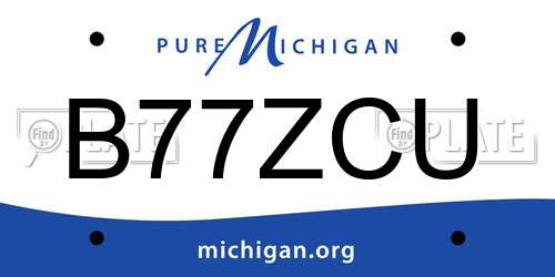 B77ZCU Michigan License Plate