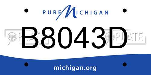 B8043D Michigan License Plate