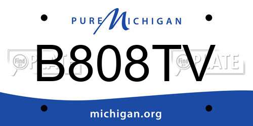 B808TV Michigan License Plate