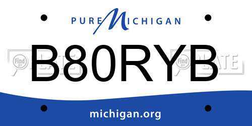 B80RYB Michigan License Plate
