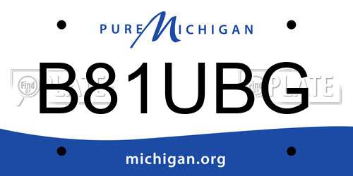 B81UBG Michigan License Plate