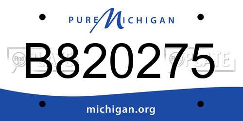 B820275 Michigan License Plate