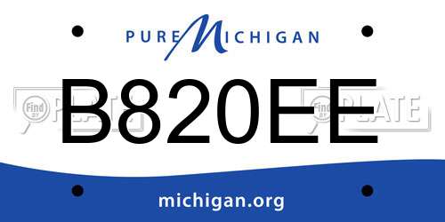 B820EE Michigan License Plate