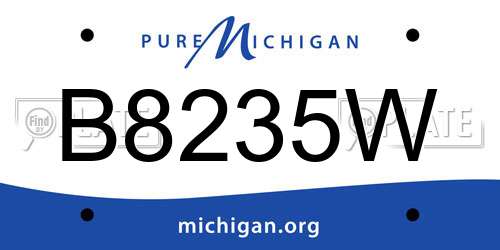B8235W Michigan License Plate