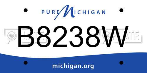 B8238W Michigan License Plate