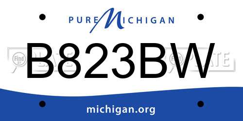 B823BW Michigan License Plate