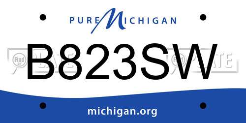 B823SW Michigan License Plate