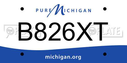 B826XT Michigan License Plate