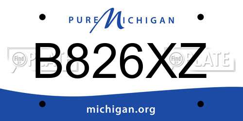 B826XZ Michigan License Plate