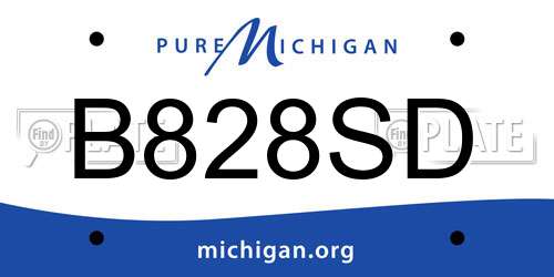 B828SD Michigan License Plate