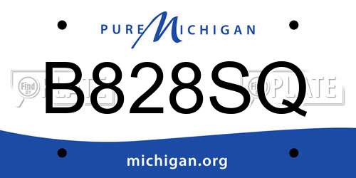 B828SQ Michigan License Plate