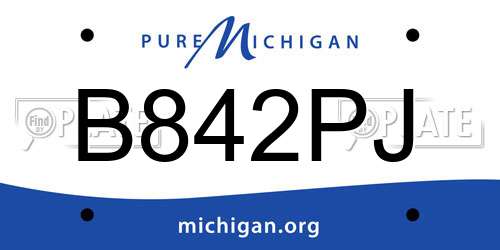 B842PJ Michigan License Plate