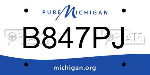 B847PJ Michigan License Plate