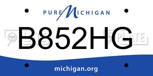 B852HG Michigan License Plate