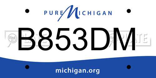 B853DM Michigan License Plate