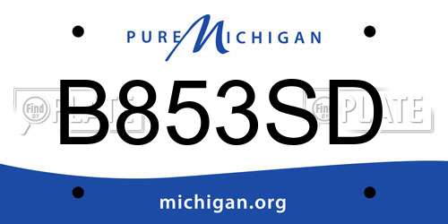 B853SD Michigan License Plate