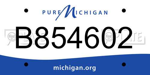 B854602 Michigan License Plate