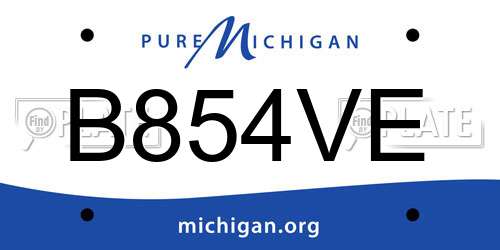 B854VE Michigan License Plate