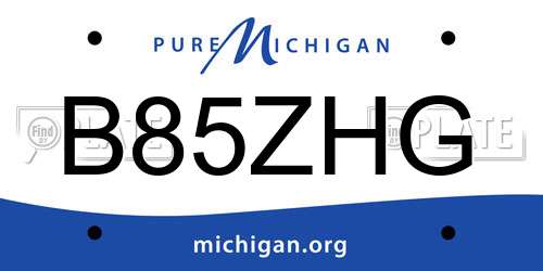 B85ZHG Michigan License Plate