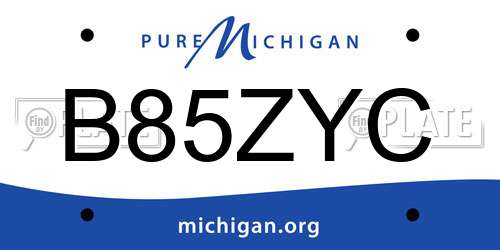B85ZYC Michigan License Plate