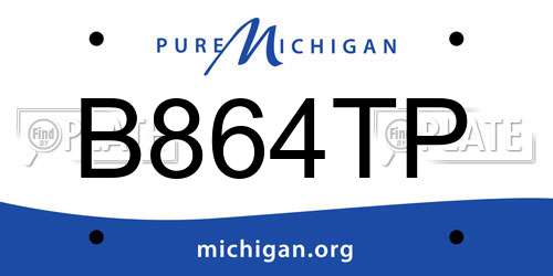 B864TP Michigan License Plate