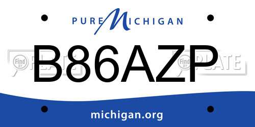 B86AZP Michigan License Plate