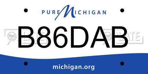 B86DAB Michigan License Plate