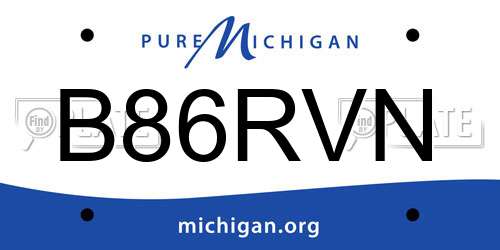 B86RVN Michigan License Plate
