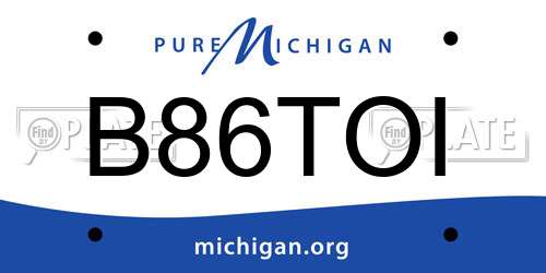 B86TOI Michigan License Plate