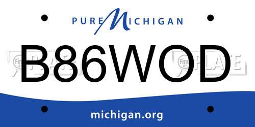 B86WOD Michigan License Plate