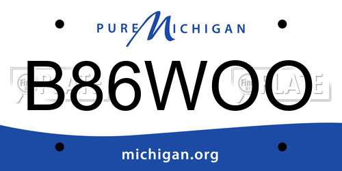 B86WOO Michigan License Plate