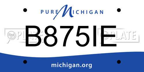 B875IE Michigan License Plate