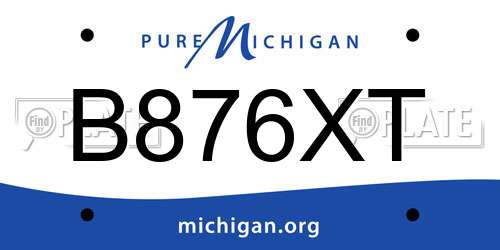 B876XT Michigan License Plate