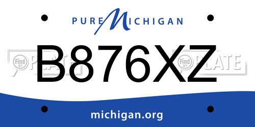 B876XZ Michigan License Plate